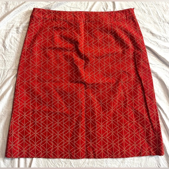 Boden Elegant Red-Orange Patterned Skirt Women’s Size 14R - Picture 1 of 14